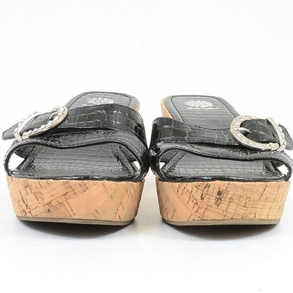 Yellow Box Amber Cork Wedge Moc Croc Buckle Detail Sandals Size 11 - Picture 4 of 10